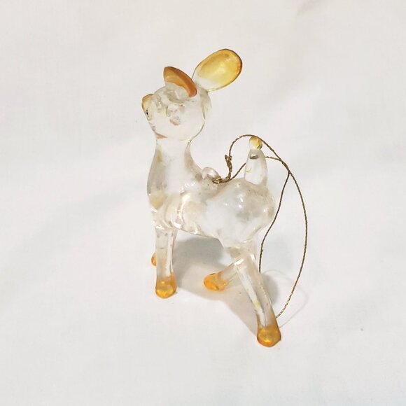 Crystalite Baby Deer Ornament Hard Lucite Vintage 3" Christmas Animal - Picture 6 of 8